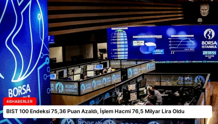 BIST 100 Endeksi 75,36 Puan Azaldı, İşlem Hacmi 76,5 Milyar Lira Oldu